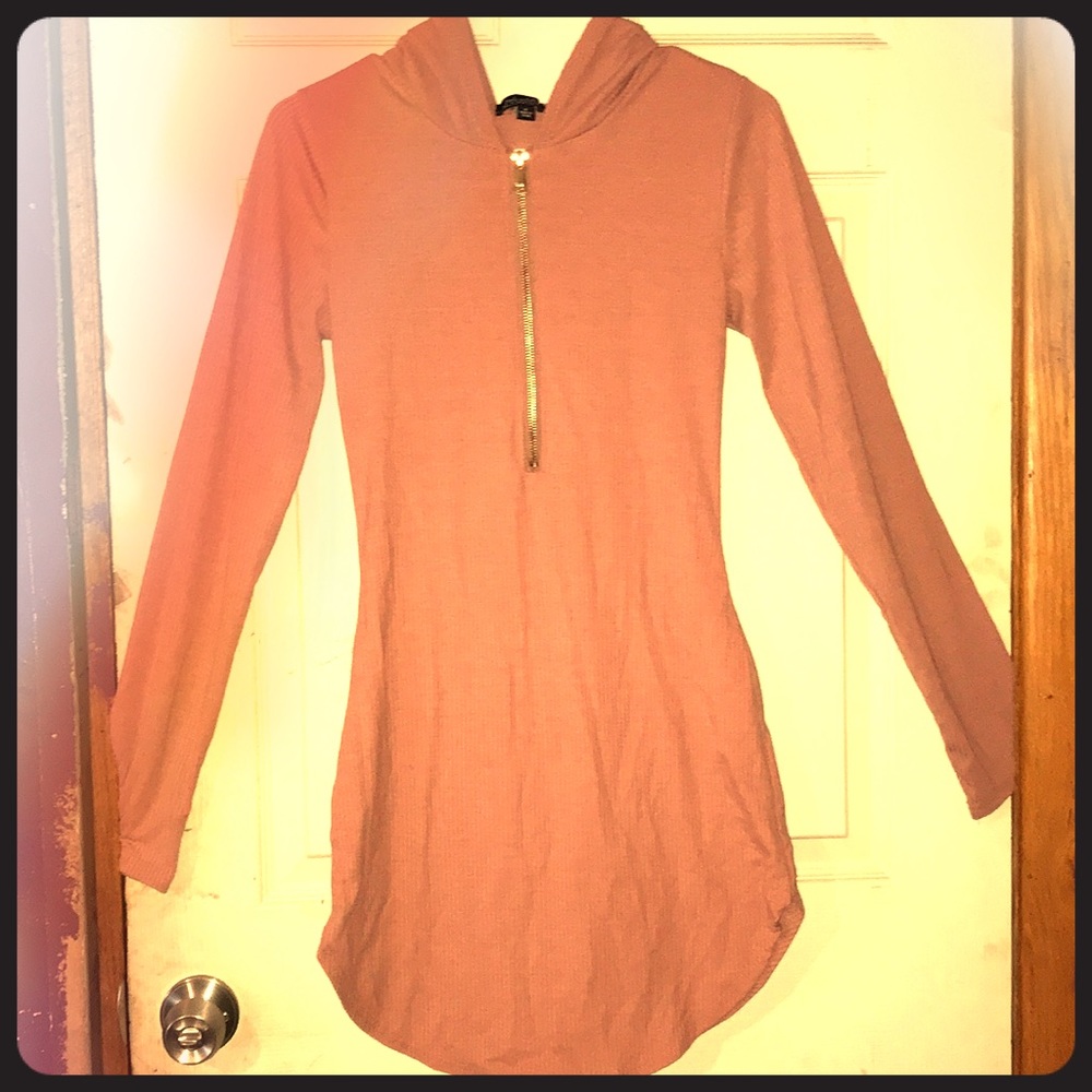 Light Pink Mini Dress With Hood